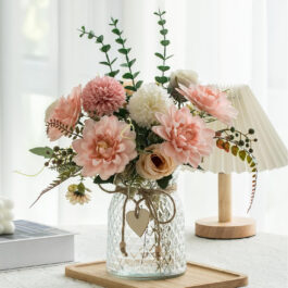 Fake Flowers with Vase,Faux Flowers in Vase for Home Decor