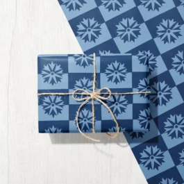Cornflower Check Eco Gift Wrap